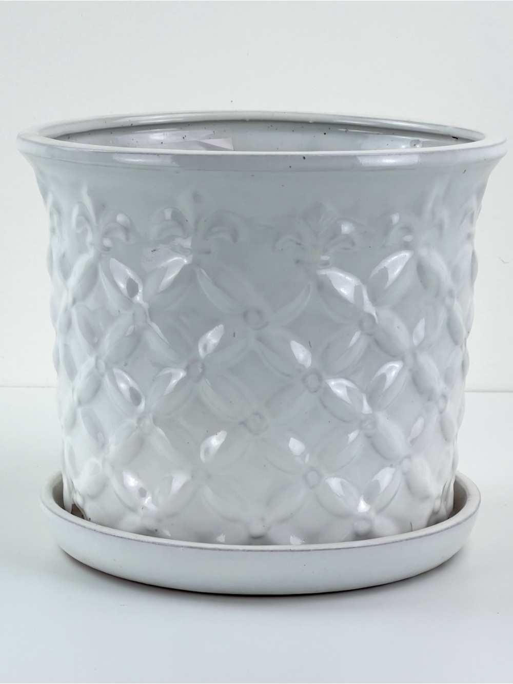White Glazed  Terracotta Planter traditional French style 7”